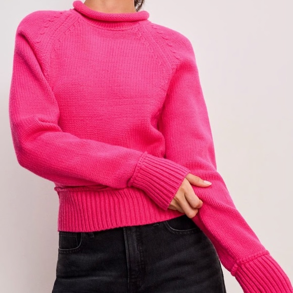 NWT GOOD AMERICAN Mock Neck Ballerina Pink Sweater XL - Picture 2 of 8